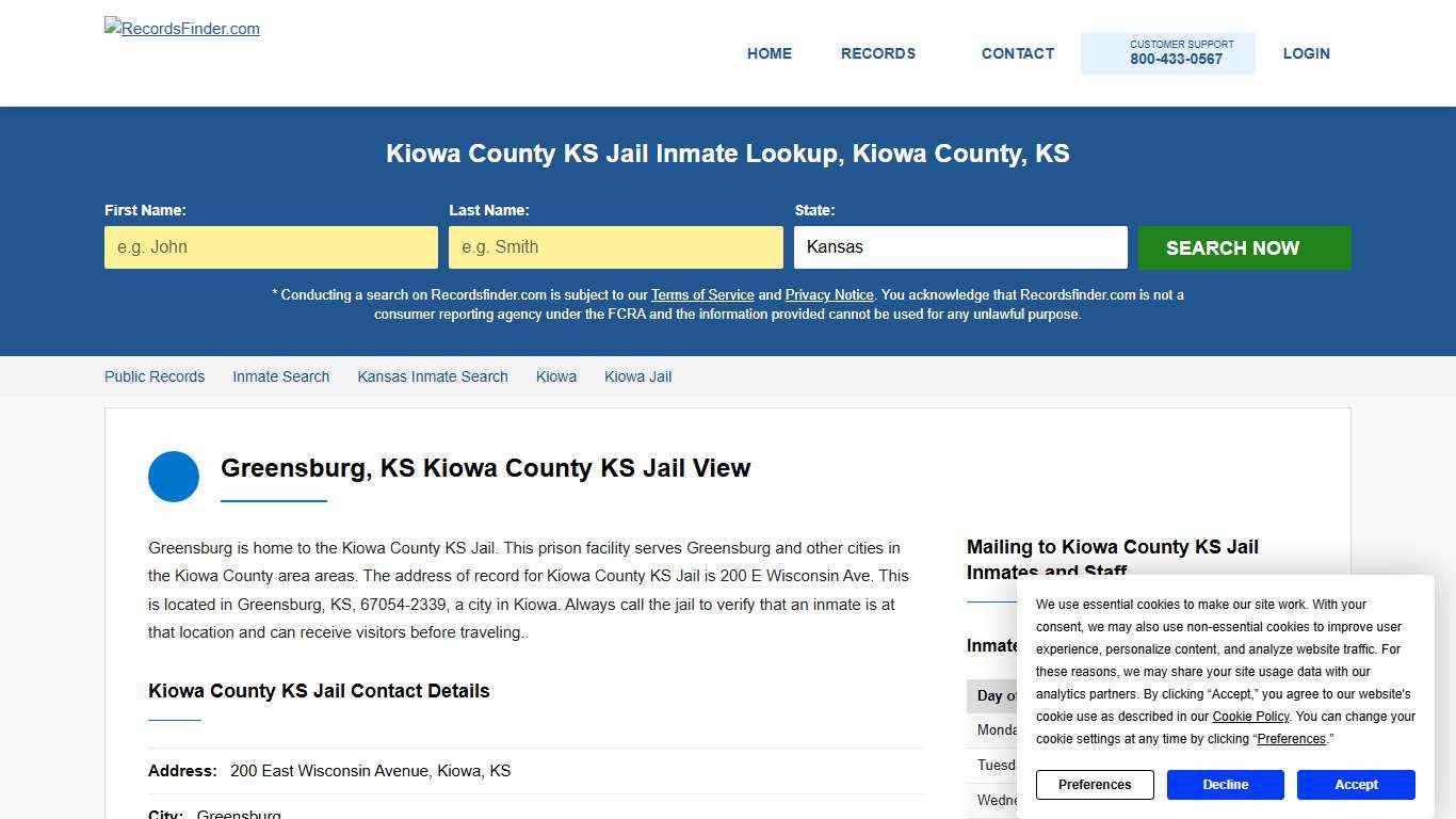 Kiowa County KS Jail Roster & Inmate Lookup